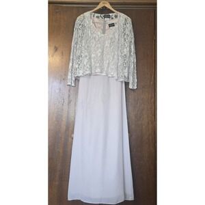 Mother of Bride Dress with Lace Jacket Onyx Nite Size 8 Pink Gray Fixer Upper